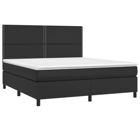 Łóżko kontynentalne z materacem i LED czarna ekoskóra 160x200cm Łóżko kontynentalne z materacem i LED czarna ekoskóra 160x200cm