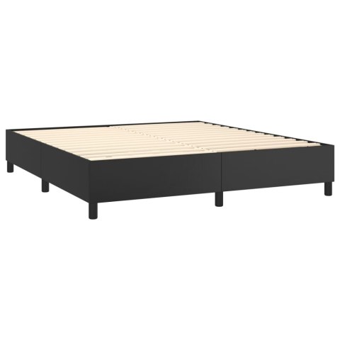 Łóżko kontynentalne z materacem i LED czarna ekoskóra 160x200cm Łóżko kontynentalne z materacem i LED czarna ekoskóra 160x200cm