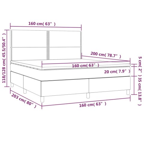 Łóżko kontynentalne z materacem i LED czarna ekoskóra 160x200cm Łóżko kontynentalne z materacem i LED czarna ekoskóra 160x200cm