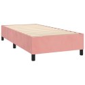 Łóżko kontynentalne z materacem i LED, różowy aksamit 90x200 cm