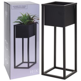 H&S Collection Donica na metalowej podstawie, czarna, 60 cm