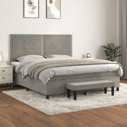 Łóżko kontynentalne z materacem, jasnoszare, 180x200cm, aksamit