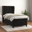 Łóżko kontynentalne z materacem, czarne, aksamit 90x200 cm
