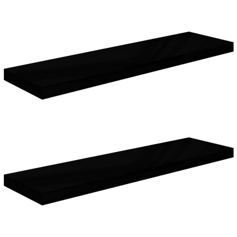 Półki ścienne 2 szt. wysoki połysk, czarne, 90x23,5x3,8 cm, MDF Półki ścienne 2 szt. wysoki połysk, czarne, 90x23,5x3,8 cm, MDF