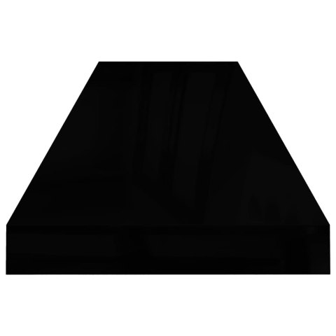 Półki ścienne 2 szt. wysoki połysk, czarne, 90x23,5x3,8 cm, MDF Półki ścienne 2 szt. wysoki połysk, czarne, 90x23,5x3,8 cm, MDF