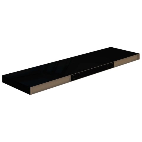 Półki ścienne 2 szt. wysoki połysk, czarne, 90x23,5x3,8 cm, MDF Półki ścienne 2 szt. wysoki połysk, czarne, 90x23,5x3,8 cm, MDF