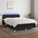 Łóżko kontynentalne z materacem, czarne, 140x200 cm, tkanina