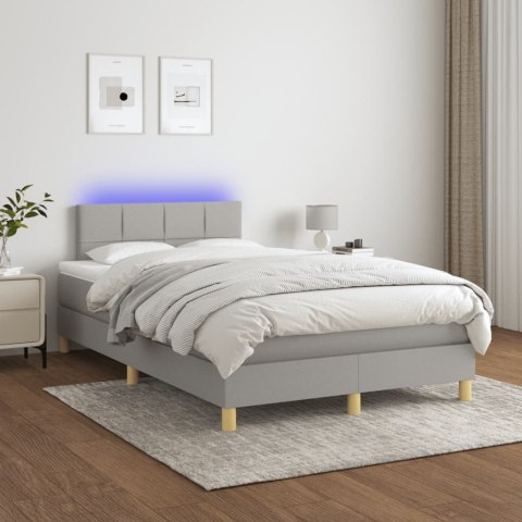 Łóżko kontynentalne z materacem, jasnoszare 120x200 cm, tkanina