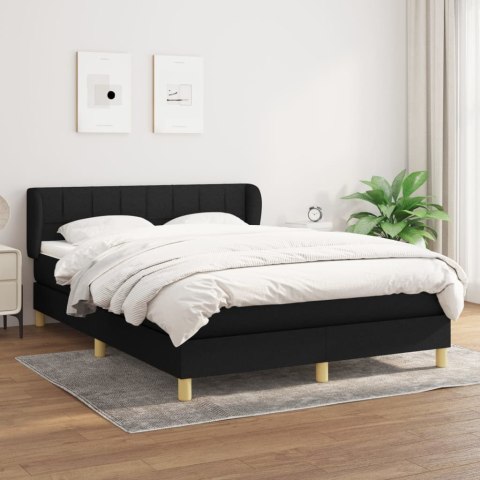 Łóżko kontynentalne z materacem, czarne, tkanina 140x200 cm