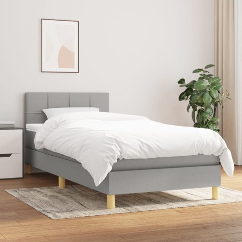 Łóżko kontynentalne z materacem, jasnoszare, tkanina, 100x200cm