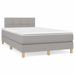 Łóżko kontynentalne z materacem, jasnoszare, tkanina 120x200 cm