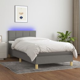 Łóżko kontynentalne z materacem, ciemnoszara tkanina, 100x200cm