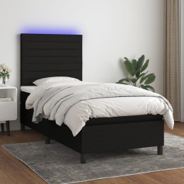 Łóżko kontynentalne z materacem, czarne, 100x200 cm, tkanina