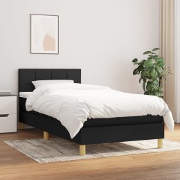 Łóżko kontynentalne z materacem, czarne, tkanina, 90x200 cm