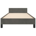 Rama łóżka z zagłówkiem, ciemnoszara, 90x200 cm, aksamitem