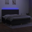 Łóżko kontynentalne z materacem, czarne, 200 x 200 cm, tkanina