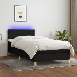 Łóżko kontynentalne z materacem, czarne, 90x200 cm, tkanina