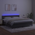 Łóżko kontynentalne z materacem i LED, szary aksamit, 180x200cm