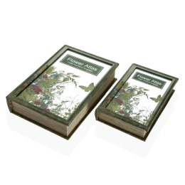 Pudełko ozdobne Versa Flower Atlas Książka Płótno Lustro Drewno MDF 7 x 30 x 21 cm