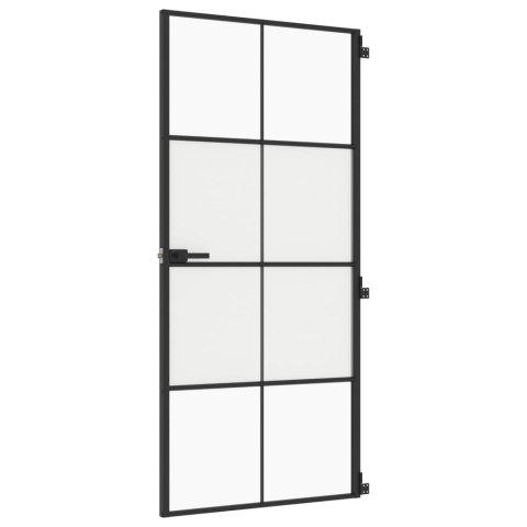 Drzwi wewnętrzne, czarne, 93x201,5 cm, szkło i aluminium