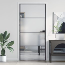 Drzwi wewnętrzne, czarne, 93x201,5 cm, szkło i aluminium