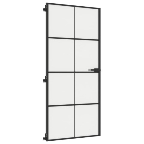 Drzwi wewnętrzne, czarne, 93x201,5 cm, szkło i aluminium