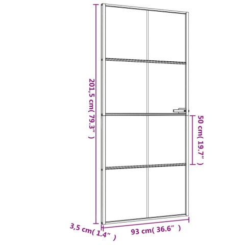 Drzwi wewnętrzne, czarne, 93x201,5 cm, szkło i aluminium