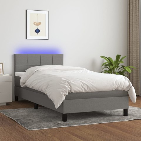 Łóżko kontynentalne z materacem, ciemnoszara tkanina, 80x200 cm
