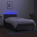 Łóżko kontynentalne z materacem, ciemnoszara tkanina, 80x200 cm
