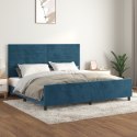 Rama łóżka z zagłówkiem, ciemnoniebieska, 200x200 cm, aksamitna