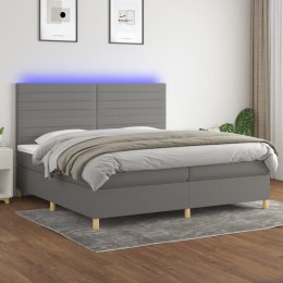Łóżko kontynentalne z materacem, ciemnoszara tkanina, 200x200cm