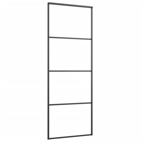 Drzwi przesuwne, matowe szkło ESG, aluminium, 76x205 cm, czarne