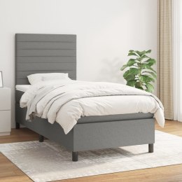 Łóżko kontynentalne z materacem, ciemnoszara tkanina 100x200 cm