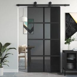 Drzwi przesuwne, czarne, 102,5x205cm, szkło hartowane aluminium
