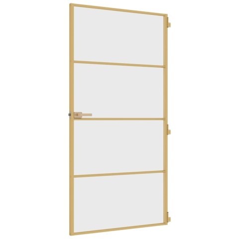 Drzwi wewnętrzne, złote, 102,5x201,5 cm, szkło i aluminium
