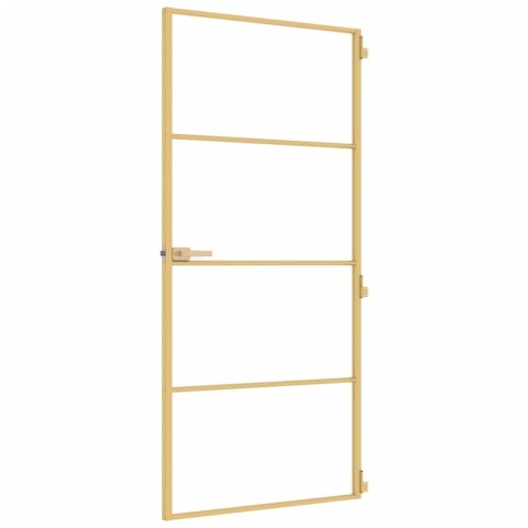 Drzwi wewnętrzne, złote, 93x201,5 cm, szkło i aluminium