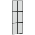 Drzwi przesuwne, czarne, 76x205 cm, szkło hartowane, aluminium