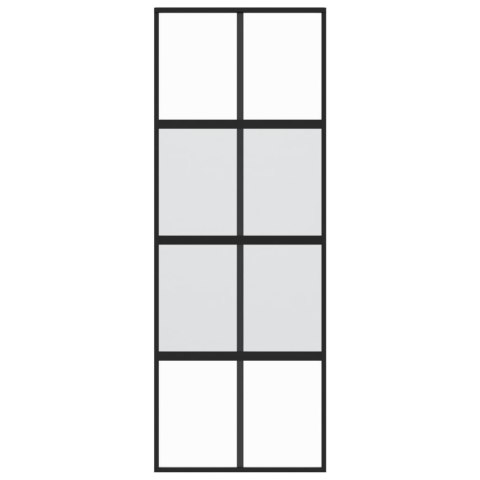 Drzwi przesuwne, czarne, 76x205 cm, szkło hartowane, aluminium