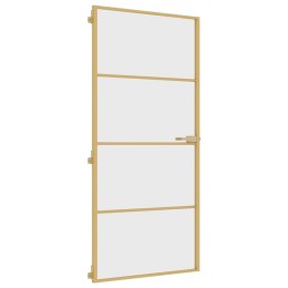 Drzwi wewnętrzne, złote, 93x201,5 cm, szkło i aluminium