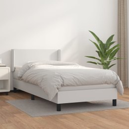 Łóżko kontynentalne z materacem, białe, ekoskóra 90x190 cm