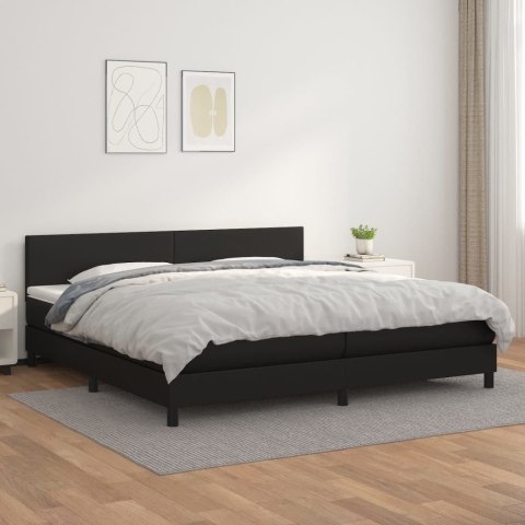 Łóżko kontynentalne z materacem, czarne, ekoskóra 200x200 cm