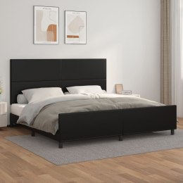 Rama łóżka z zagłówkiem, czarne, 200x200 cm, sztuczną skórą