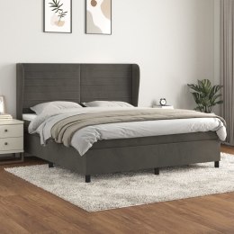 Łóżko kontynentalne z materacem, ciemnoszare, 160x200cm aksamit
