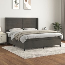 Łóżko kontynentalne z materacem, ciemnoszare, 160x200cm aksamit