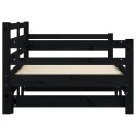 Łóżko dzienne, rozsuwane, czarne, 80x200 cm, drewno sosnowe