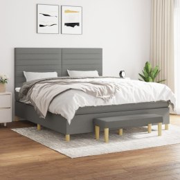 Łóżko kontynentalne z materacem, ciemnoszara tkanina 160x200 cm