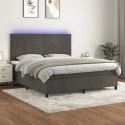 Łóżko kontynentalne z materacem i LED, szary aksamit, 160x200cm