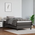 Łóżko kontynentalne z materacem, szare, ekoskóra 100x200 cm