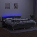 Łóżko kontynentalne z materacem, ciemnoszara tkanina, 160x200cm