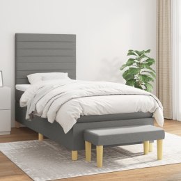 Łóżko kontynentalne z materacem, ciemnoszara tkanina 80x200 cm
